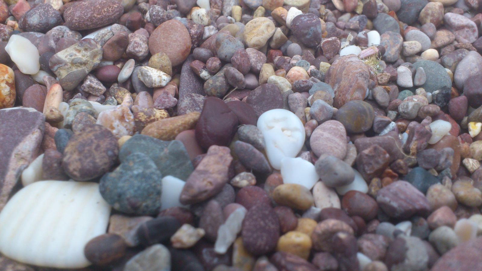 Canto rodado de colores variados, piedras redondeadas y lisas por el desgaste del agua